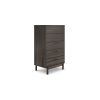 Dien 50 Inch Modern 5 Drawer Tall Dresser Chest, Gray, Gold Metal Handles