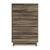 48 Inch Modern 5 Drawer Tall Dresser Chest, Rustic Weathered Brown Frame