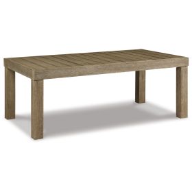 48 Inch Cocktail Coffee Table, Natural Brown Wood, Slatted Style Surface