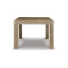 48 Inch Cocktail Coffee Table, Natural Brown Wood, Slatted Style Surface
