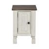 Tex 24 Inch Chairside End Table, Gray Plank Surface, USB Charger, White