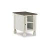 Tex 24 Inch Chairside End Table, Gray Plank Surface, USB Charger, White