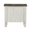 Tex 24 Inch Chairside End Table, Gray Plank Surface, USB Charger, White