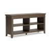 Vells 60 Inch Credenza Table, 2 Adjustable Shelves, Brushed Grayish Brown