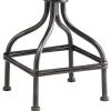 20-30 Inch Swivel Counter Bar Stool, Vintage Metal Frame, Round Seat, Brown, Black