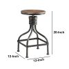 20-30 Inch Swivel Counter Bar Stool, Vintage Metal Frame, Round Seat, Brown, Black
