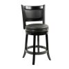 Round Wooden Swivel Counter Stool with Padded Seat and Back, Black