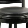 Round Wooden Swivel Counter Stool with Padded Seat and Back, Black