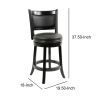 Round Wooden Swivel Counter Stool with Padded Seat and Back, Black