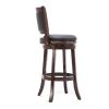 Round Wooden Swivel Barstool with Padded Seat and Back, Dark Brown