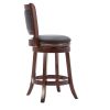 Round Wooden Swivel Barstool with Padded Seat and Back, Cherry Brown