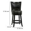 Nailhead Trim Round Leatherette Counter Stool with Flared Legs, Black