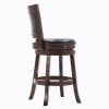 Nailhead Round Leatherette Counter Stool with Flared Leg, Brown and Black