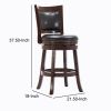 Nailhead Round Leatherette Counter Stool with Flared Leg, Brown and Black