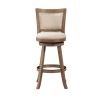 Nailhead Trim Round Barstool with Padded seat and Back, Brown and Beige