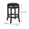 Nailhead Trim Round Leatherette Swivel Counter Stool with Flared Leg, Black