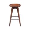 Contoured Seat Wooden Frame Swivel Barstool with Angled Legs, Dark Brown