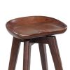 Contoured Seat Wooden Frame Swivel Barstool with Angled Legs, Dark Brown