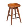 Contoured Seat Wooden Swivel Counter Stool with Angled Legs, Walnut Brown