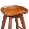Contoured Seat Wooden Swivel Counter Stool with Angled Legs, Walnut Brown