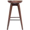 Contoured Seat Wooden Frame Swivel Barstool with Angled Legs, Natural Brown
