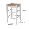 Square Wooden Frame Counter Stool with Hand Woven Rush, White and Brown