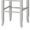 Square Wooden Frame Barstool with Hand Woven Rush, White and Brown