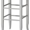 Square Wooden Frame Barstool with Hand Woven Rush, White and Brown