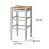 Square Wooden Frame Barstool with Hand Woven Rush, White and Brown