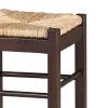 Rush Woven Wooden Frame Counter Stool with Saber Legs, Beige and Dark Brown
