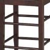 Rush Woven Wooden Frame Counter Stool with Saber Legs, Beige and Dark Brown