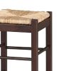 Rush Woven Wooden Frame Barstool with Saber Legs, Beige and Dark Brown