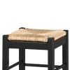 Rush Woven Wooden Frame Barstool with Saber Legs, Beige and Black