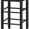 Rush Woven Wooden Frame Barstool with Saber Legs, Beige and Black