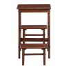 3 Step Wooden Frame Stool with Safety Latch, Brown