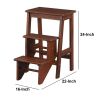 3 Step Wooden Frame Stool with Safety Latch, Brown