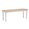 Grained Rectangular Wooden Bench with Turned Legs, Natural Brown and White
