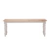 Grained Rectangular Wooden Bench with Turned Legs, Natural Brown and White