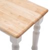 Grained Rectangular Wooden Bench with Turned Legs, Natural Brown and White