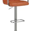 43 Inch Modern Swivel Bar Stool, Grid Stitching, Adjustable, Tan, Chrome