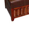 Leatherette Padded Storage Bench with Slatted Design on Frame, Brown