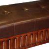 Leatherette Padded Storage Bench with Slatted Design on Frame, Brown