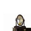Wooden Vanity Set with Fabric Upholstered Seat,Cherry Brown and Yellow