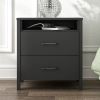 Modern 2-Drawer Nightstand Bedside Table in Black Wood Finish