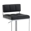 Adjustable Contemporary Metal Bar Stool, Black & Silver