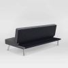 Modern Futon Sofa Bed in Charcoal Grey Fabric with Chrome Metal Legs