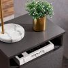 Mid Century Modern End Table Nightstand in Grey Black Wood Finish