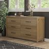 Rustic Farmhouse 6-Drawer Dresser in Natural Wood Finish