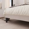 Full size White Velvet Upholstered Platform Bed Frame with Wingback Headboard