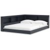 Full size Blue Wooden Corner Storage Bed with Bookcase Headboard and USB Ports